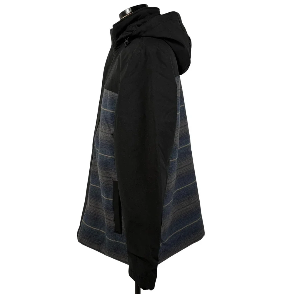 Pendleton Hooded‎ Wool Blend Jacket Mens XL Blue Striped Removeable Hood NEW